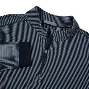 tasc Performance 1/4 Zip Pullover Mens XL Blue White Striped LS Cotton Bamboo
